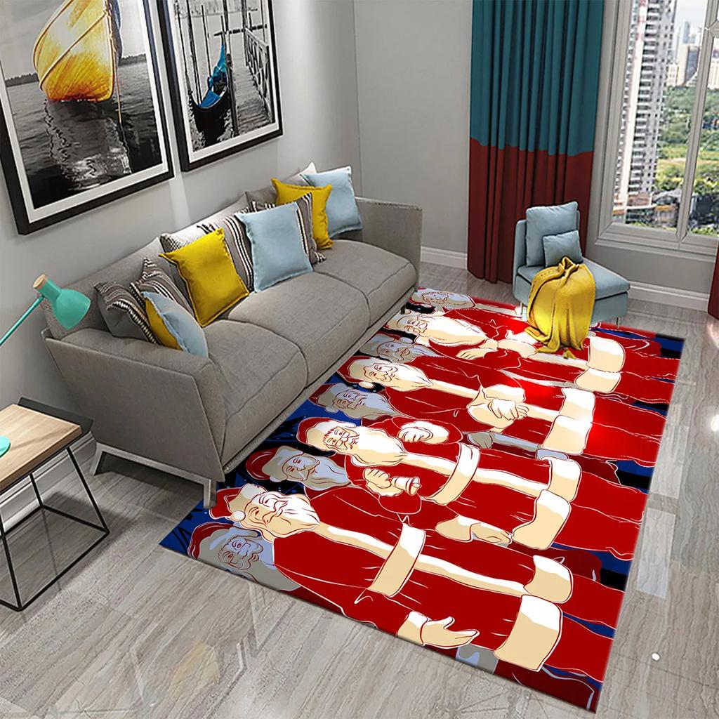 Cute Cartoon Santa Pattern Carpet Christmas Collection Living Room Bedroom Carpet Children's Room Hallway Bathroom Anti-Slip Rug