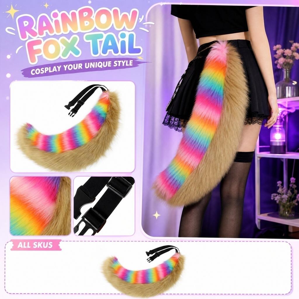 Plush Tail Cosplay Costume Accessory Prop for Halloween and Dress-Up Party