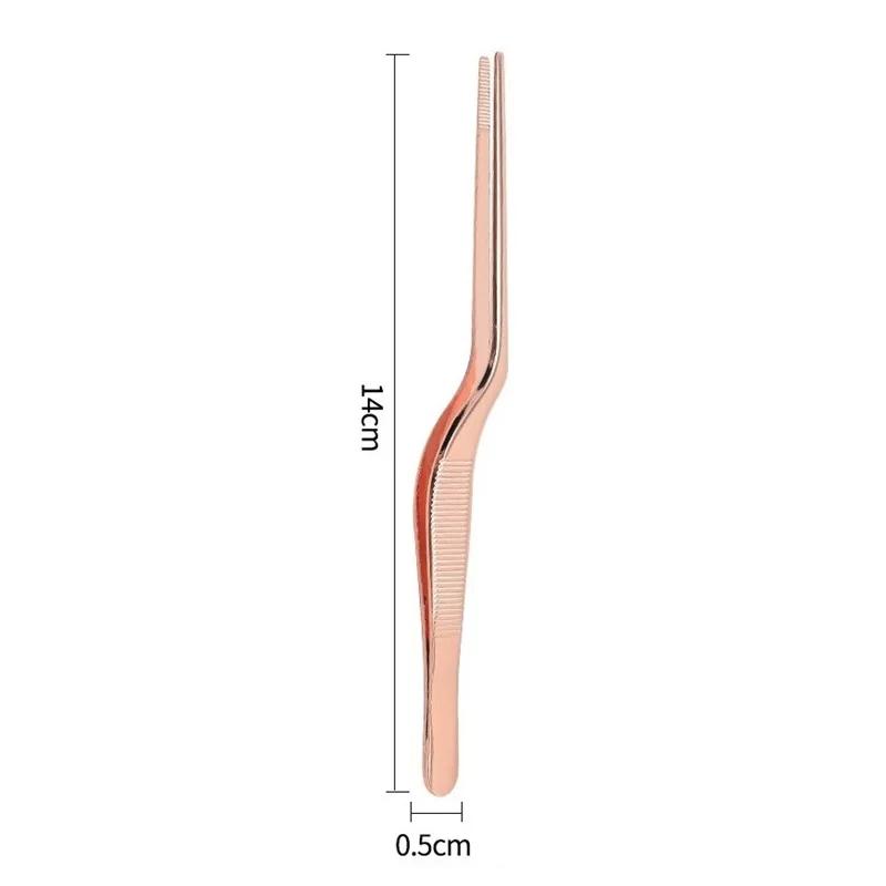 1Pc 14cm Stainless Steel Tweezer Plating Chef Food Tweezer BBQ Clip Barbecue Tongs Serving Presentation Kitchen Tools Cooking