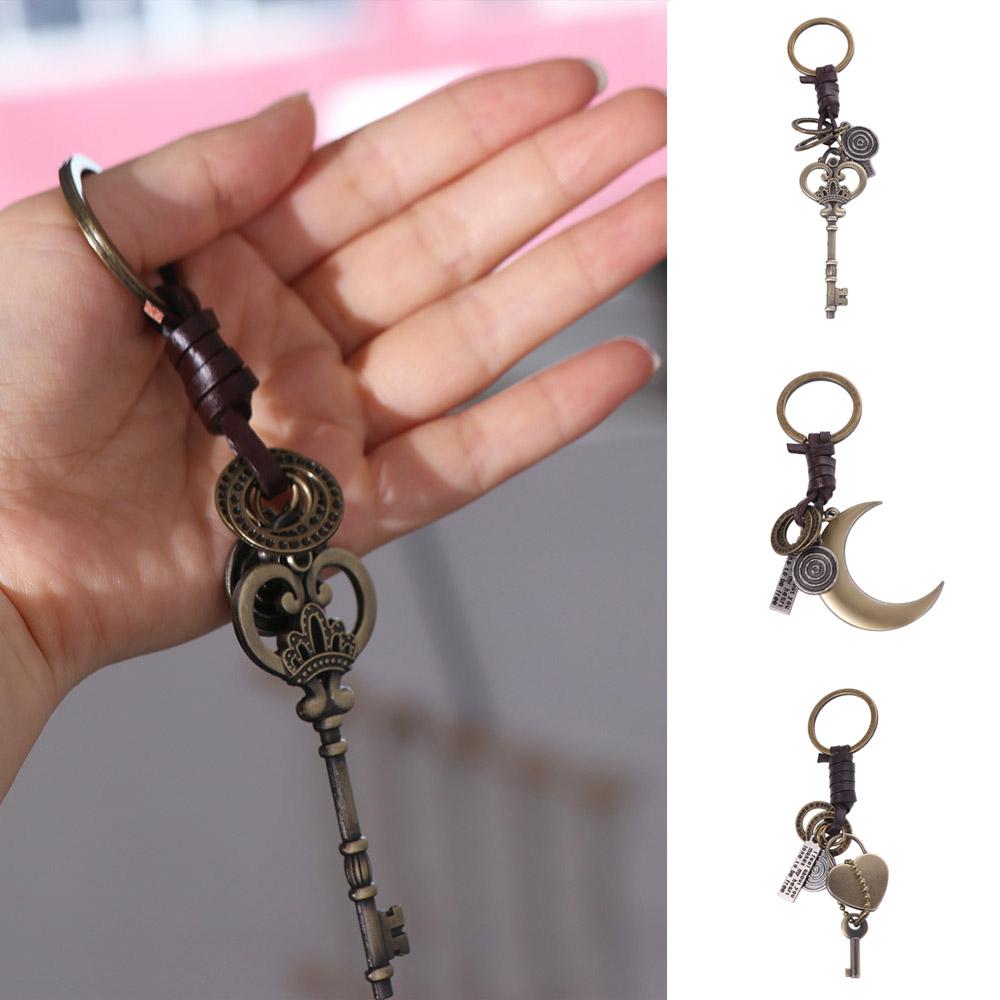 Backpack Hanging Lock Key Leather Key Chain Zinc Zinc Alloy Moon Car Key Ring  Female Lady Girl