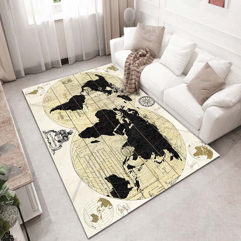 15 Sizes Retro Navigation Map Pattern Decorative Square Rug House Living Room Floor Matte Bedroom Carpet Art Mat Fans Gift