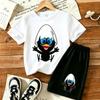 Happy Egg Baby Fun Printed 11 Colors Outdoor Street Kids T-shirt and Shorts 2 Piece Set Summer Home Casual Outfit Boy and Girl's Sports Set