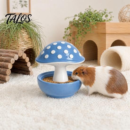 Talos Mushroom Bird Feeding Bowl, No Mess Pet Cage Feeder, Covered Food or Water Bowl for Small Animals Budgie Cockatiel Hamster