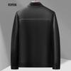 Romone Men's Genuine Sheepskin Leather Jacket with Stand Collar