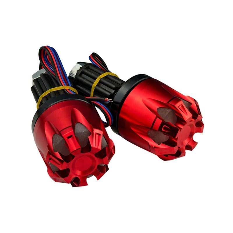 

Motorcycle Handlebar End with LED Lights Modification Lighting Modes Quick Installation Metal Plastic Bike Accessories красный
