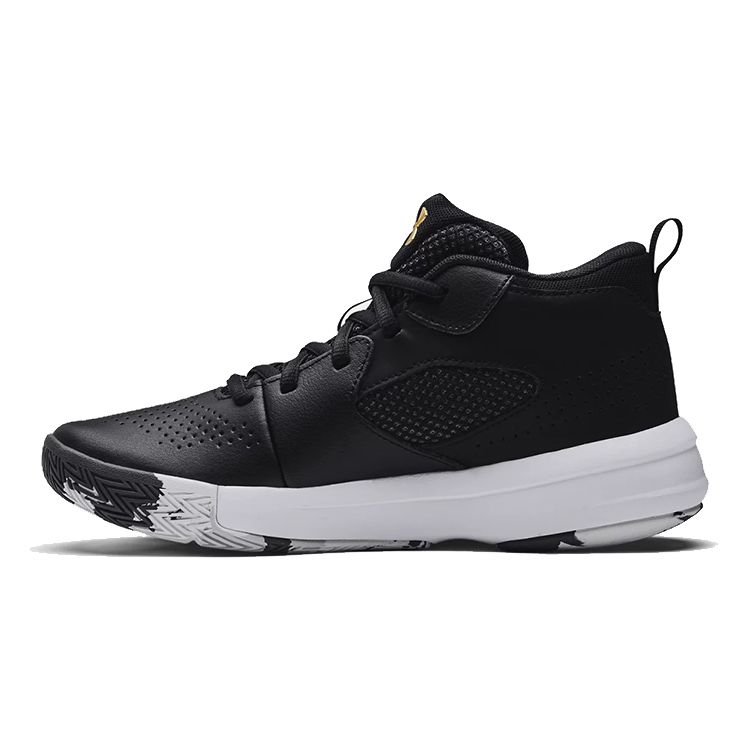 Under Armour Lockdown 5 GS Black Metallic Gold Kids Sneakers White 3023533-003