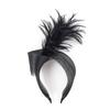 Elegant Feather Hairband with Tulle Bows Old Style Mesh Headband for Women Girls Wedding Party Photo Shoot Accessories
