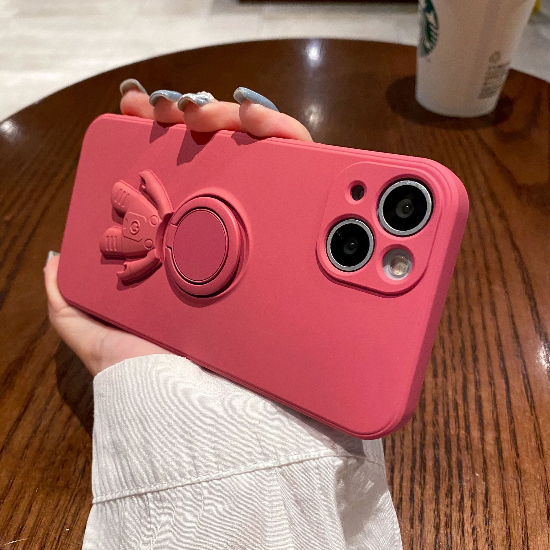 

Подходит для iPhone16 Чехол для мобильного телефона с подставкой в виде космонавта Apple 15 Жидкое кольцо 14ProMax Матовая защитная крышка iPhoneXsMax