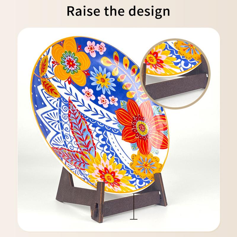 Brown Wooden Display Stand Desktop Display Stand Vintage Wooden Plate Stand Multi-Purpose Picture Display Holder For Home Decor