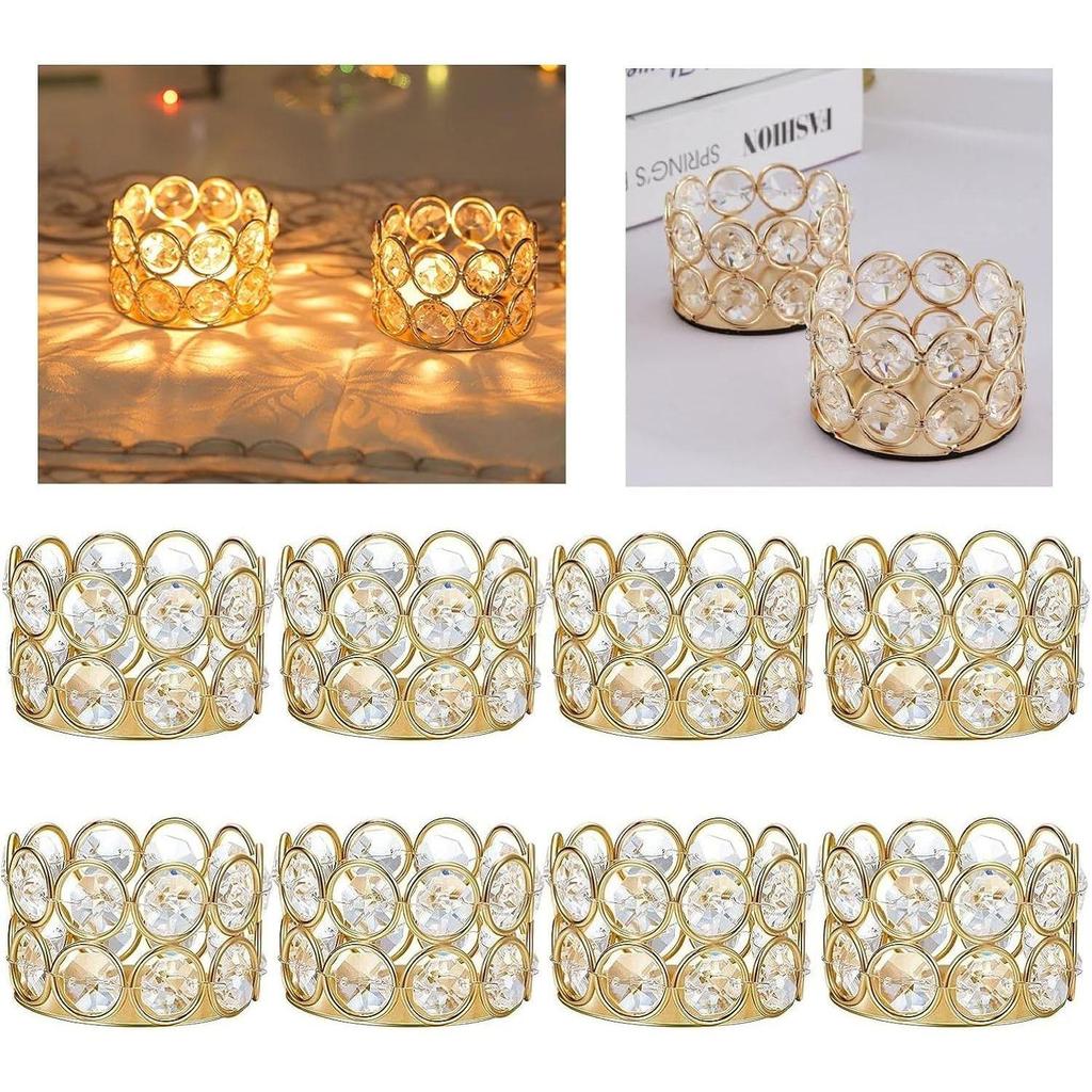 Crystal Tealight Candle Holder Votives Bowl for Home Decoration, Diya Diwali Lights Centerpieces for Wedding Party Table Pack of 10
