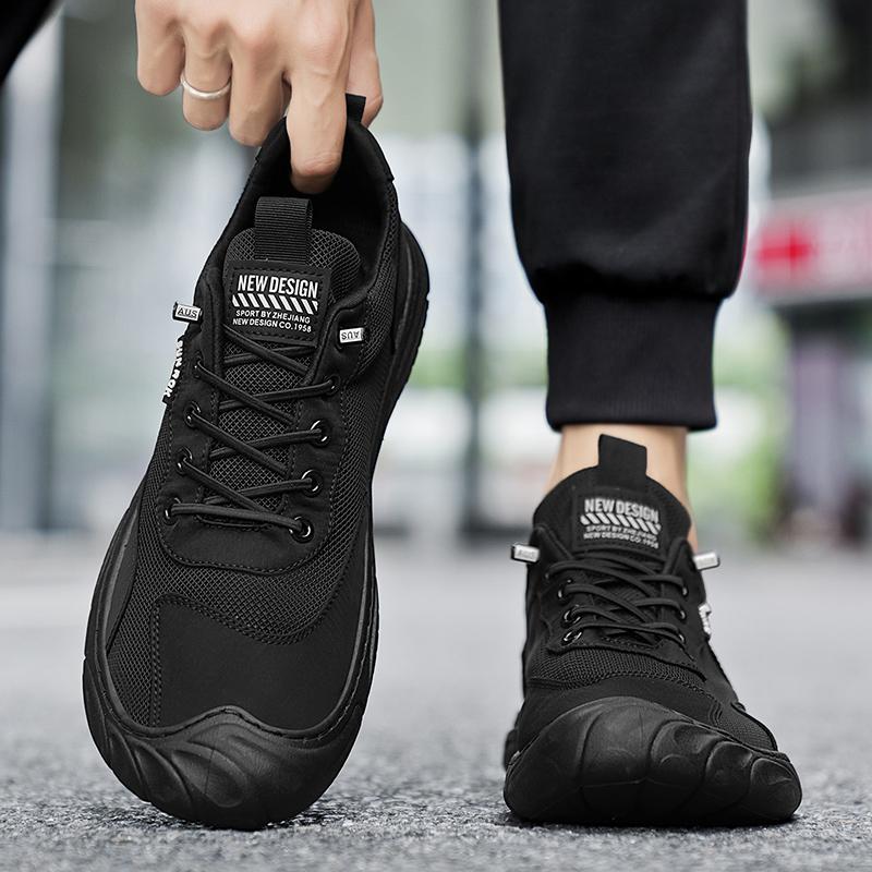 

2026 New Breathable Thick Bottom Trendy Casual Sports Mesh Anti Slip Low Cut Comfortable Fashion Men s Shoes 39 чорний