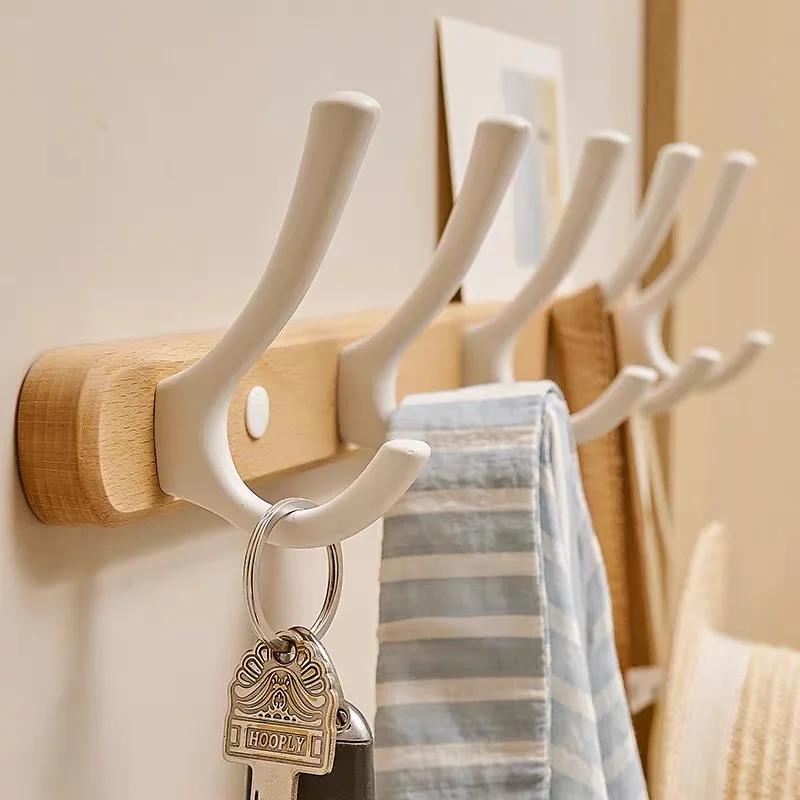 Houten Kapstok MuurhakenMuurhaken voor Keuken Badkamer Hal Handdoek Sleutel Accessoires Creatieve Decoratieve Muuropberg