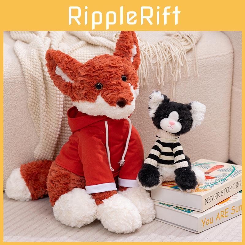 Cute Cartoon Dog Fox Cat Hoodie Decoration Plush Doll Pillow For Kids Gift And Collectors
