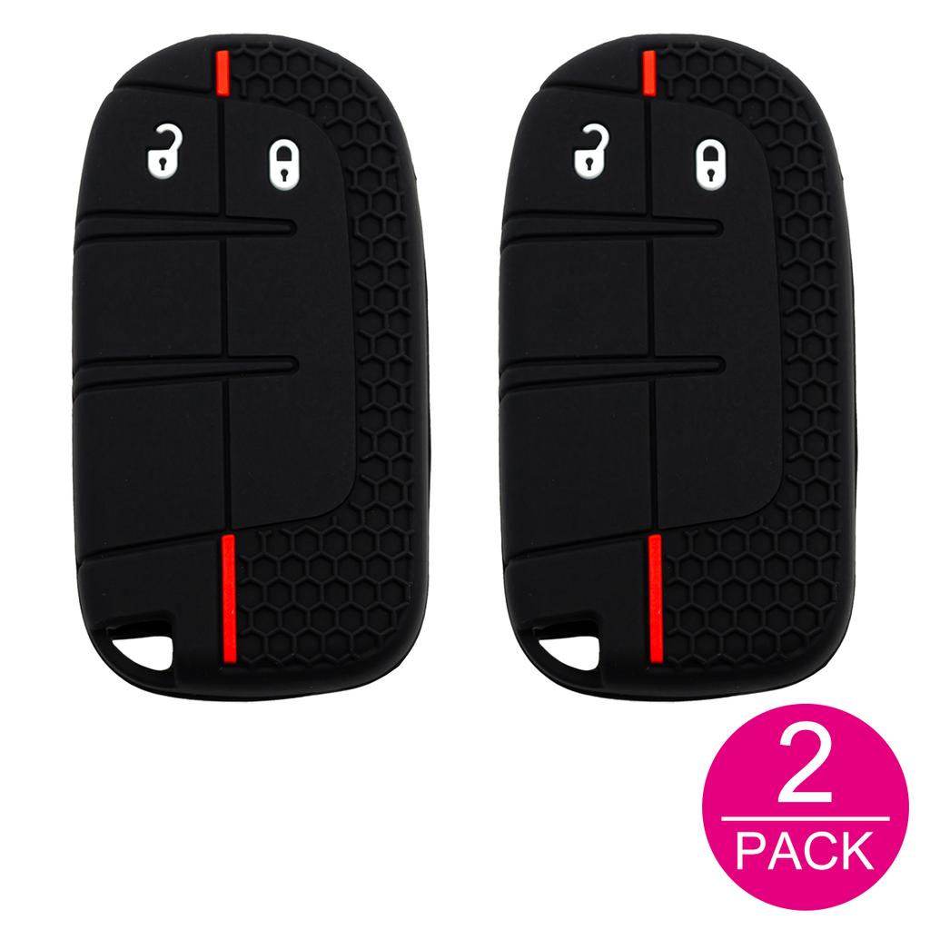 2x Silicone Car Key Fob Cover Case Holder Keychain For Jeep Grand Cherokee Renegade Compass Dodge Charger Challenger Durango