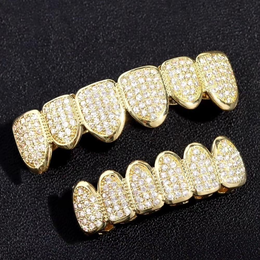 Hip Hop Hiphop Teeth Grillz Top & Bottom Set Charm Teeth Grillz Teeth Grillz Set Dental Crown