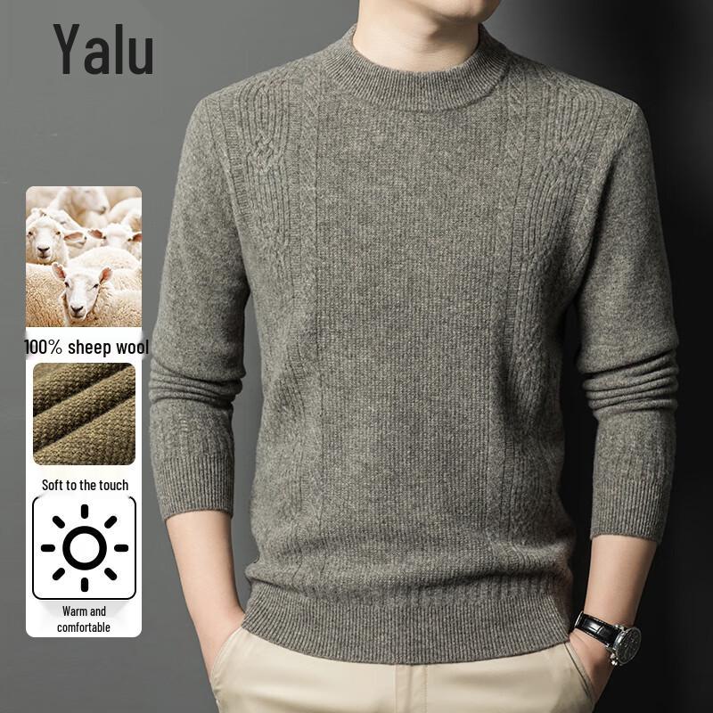 Yalu Men's 100% Wool Thickened Pullover Sweater
