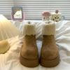 Small snow boots's winter new thickened versatile velvet thick-soled muffin sole fashionable warm cotton shoes