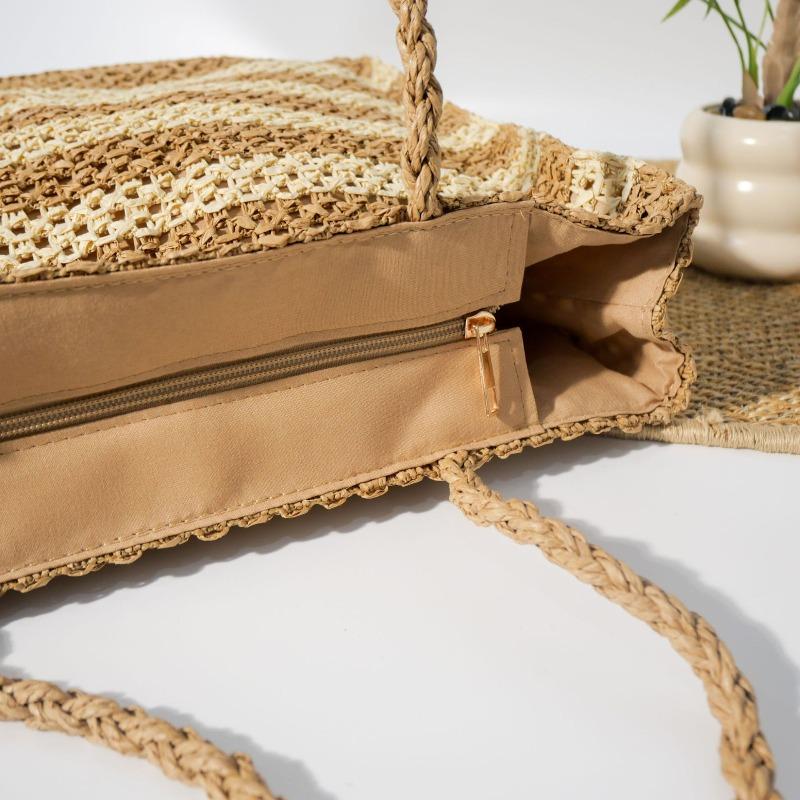 New high-end straw woven bag women's large-capacity woven bag tote bag shoulder seaside vacation beach bag