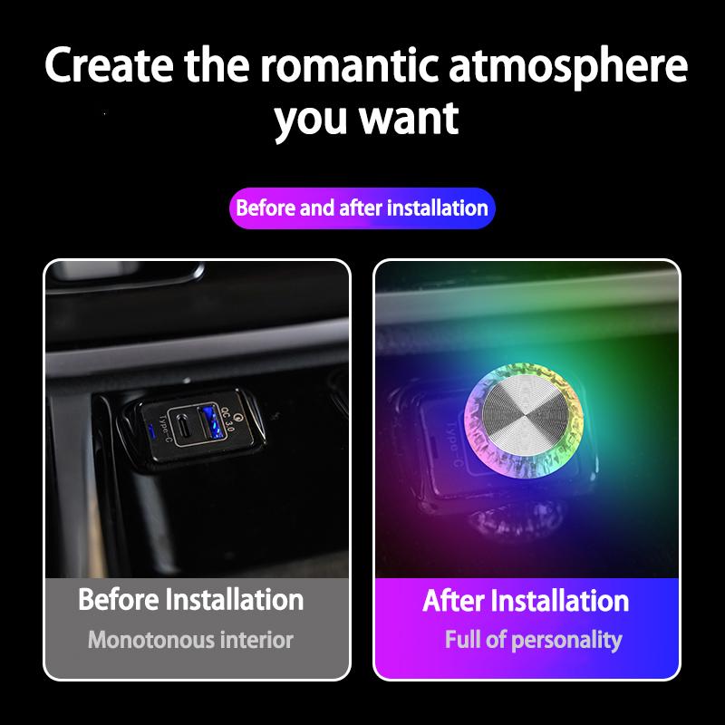 Luz LED de Ambiente USB para Carro RGB Luz Ambiente Mini Lâmpadas Noturnas Decorativas Para Luz de Ambiente Interior de Carro Luz de Computador Plug and Play