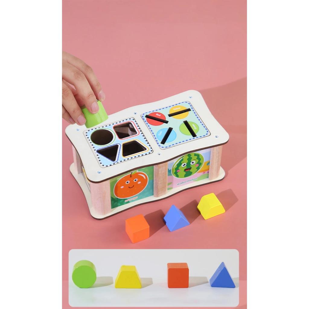 Montessori Color Shape Sorting Box Wooden Toys Color Shape Cognition Preschool Early Learning Educational Toys Gifts for Kids