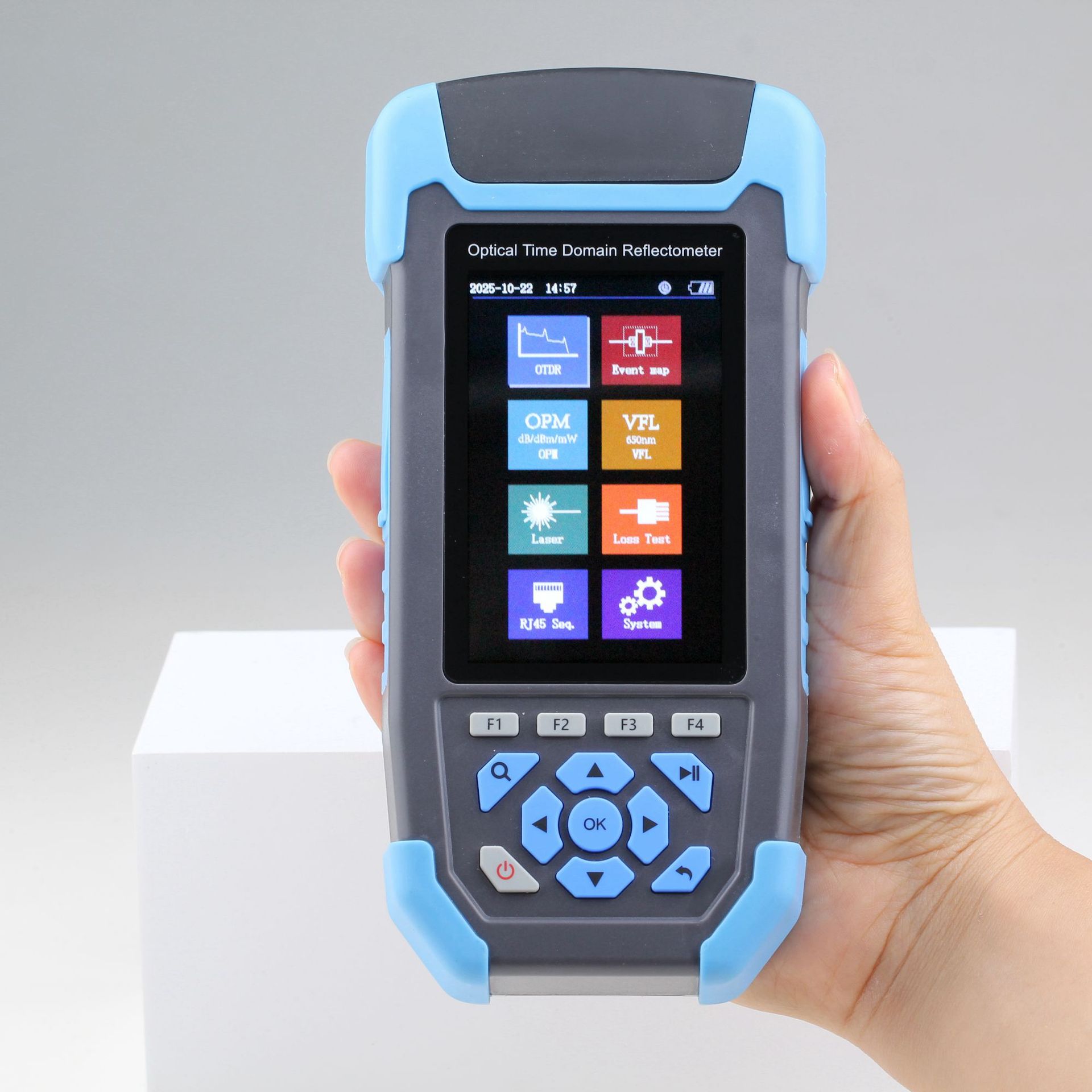 Optical Cable Tester OTDR NS-MP3302 Fiber Optic Fault Locator 1310nm/1550nm Optical Time-Domain Reflectometer Blue-1310 nm-1550 nm