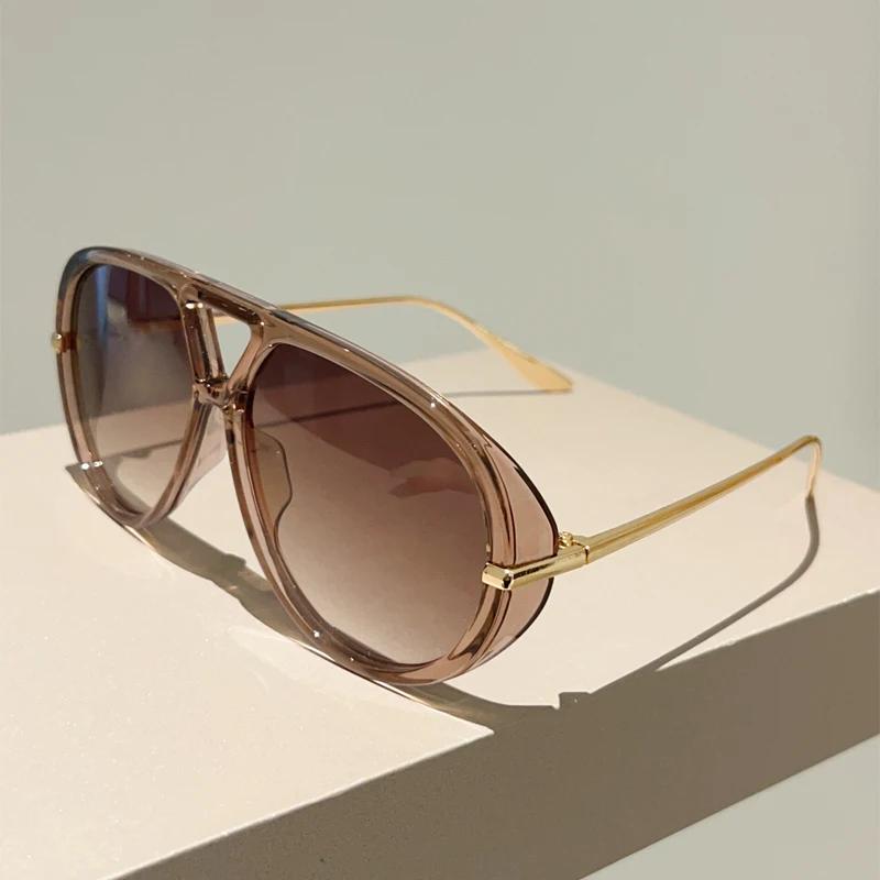 Oversized Pilot Sunglasses New in Vintage Double Bridge Sun Glasses Women Trendy Luxury Brand Design Outdoor Shades