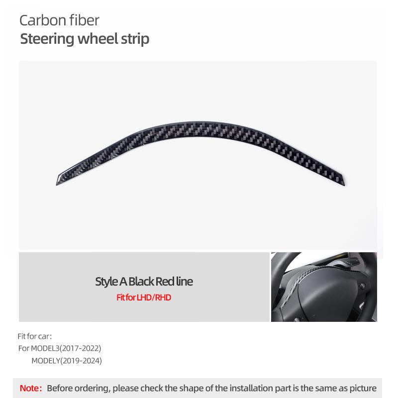 

For Tesla Model 3 2017-2025 Model Y 2019-2025 Carbon Fiber Steering Wheel Panel Trim Strip Sticker Car Interior Tuning Accessory углеродного волокна черного