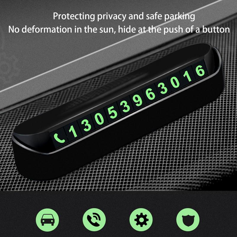 Car Accessories Mini Portable Telephone Number Plate With Switch Phone Number Business Card Temporary Parking Card Plate