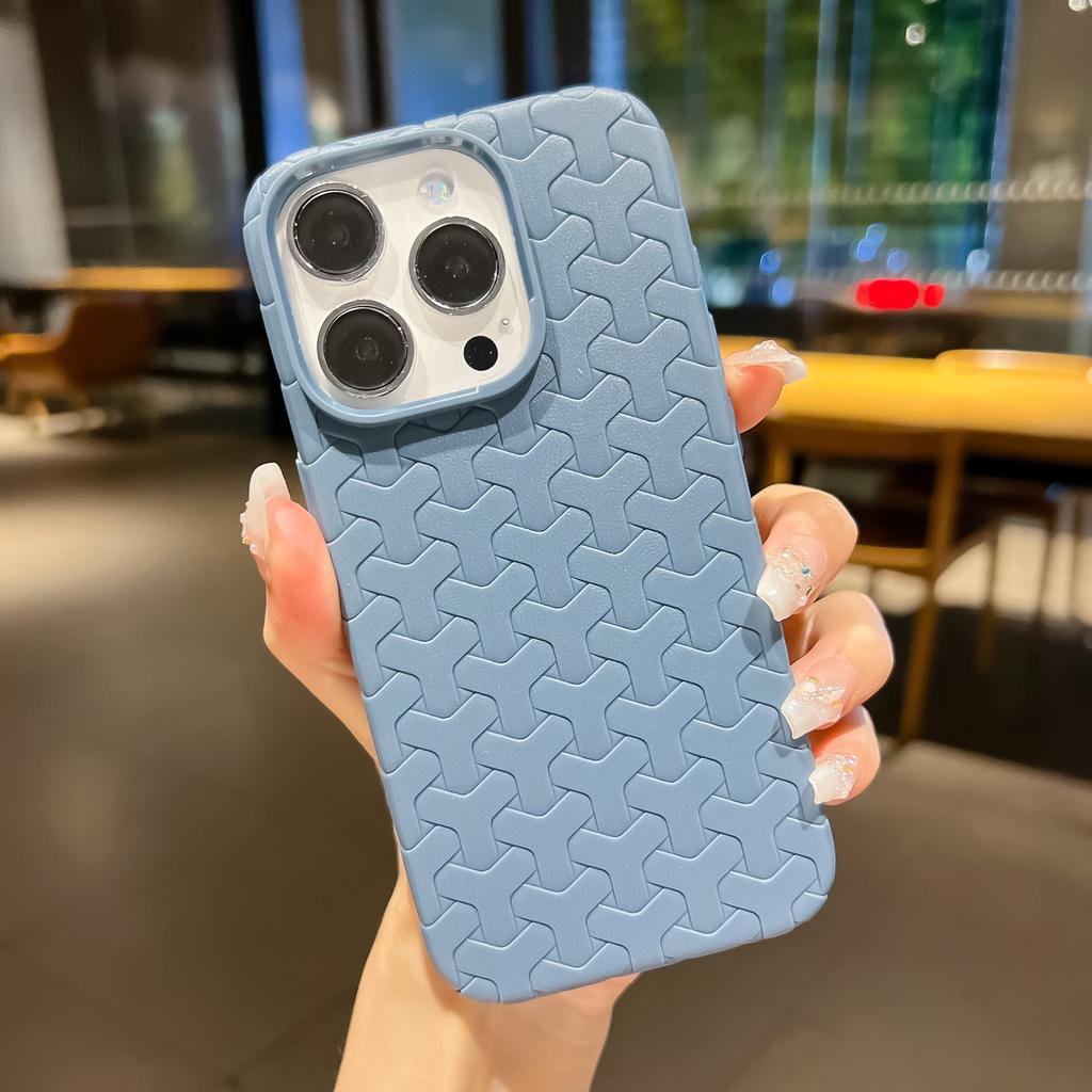 Three-dimensional Dog Tooth Pattern Suitable for Apple Ip15 Phone Case Y-shaped Braided Pattern Apple 16 Heat Dissipation TPU Protective Case