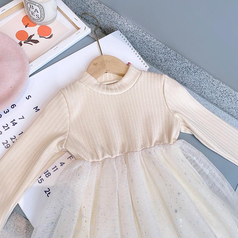 Gemütliches Winter 2022 Kleinkind Prinzessin Strickkleid Set - Fleecefutter, Zweiteilig AD0632