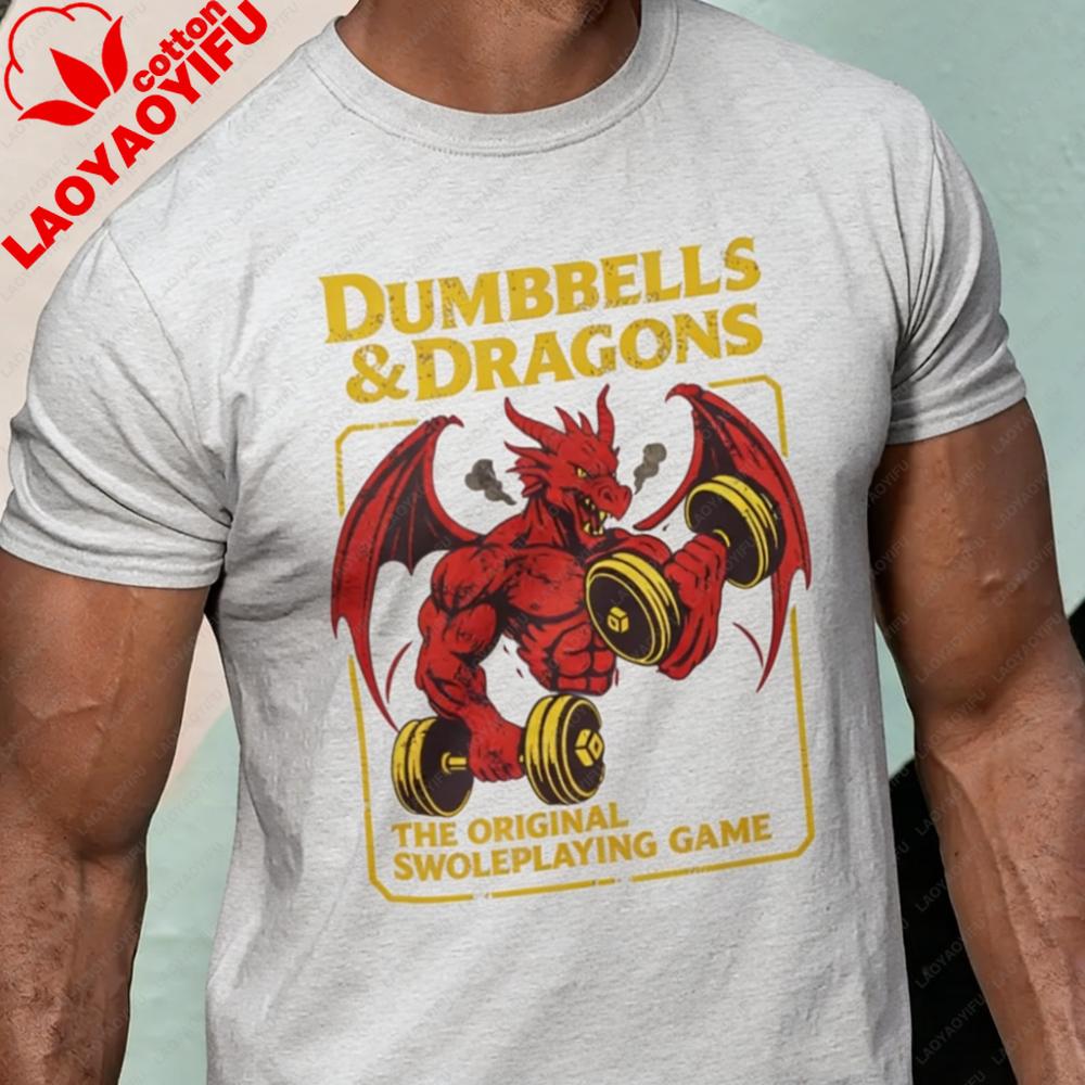 

Funny Gym Dnd T Shirt Dungeons and Dragons Workout Parody Tee Vintage Swole Dungeon Master Gift Shirt Mens Casual Cotton Tops S