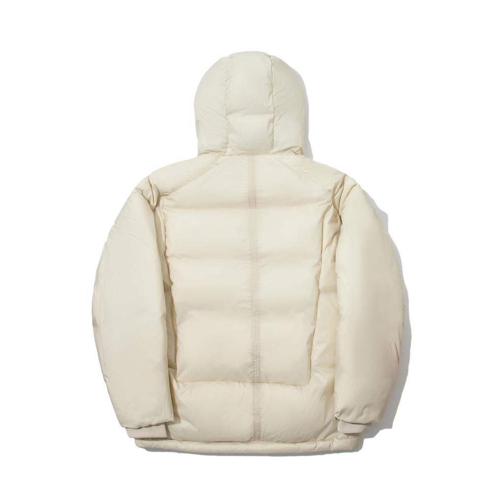 Li Ning Kung Fu Series Solid Color Loose Short Hooded Long Sleeve Down Jacket Men Outerwear Oatmeal-Gray AYMU307-1