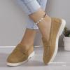 Fashion New Round Head Suede Flat Bottom Light Mouth Single Shoes, Women's Low-top Solid Color Lazy Loafers