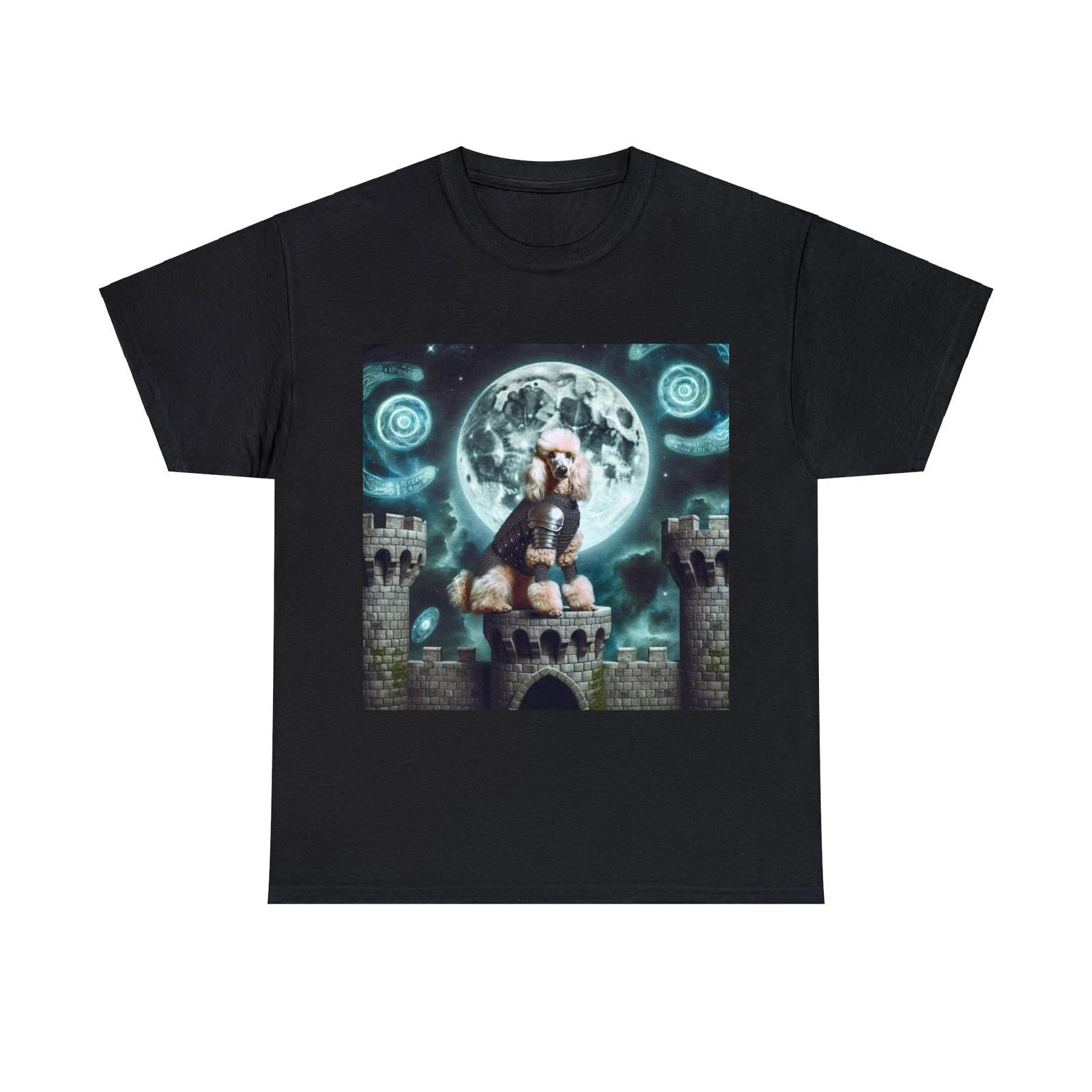 

Unisex Adult T Shirt - Fantasy Poodle Knight Moon Castles Graphic Tee Pet Dog 2XL