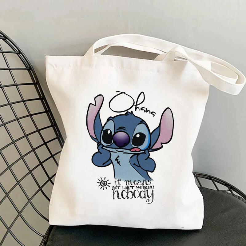 Lilo & Stitch Print Canvas Shoulder Backpack and Shopping Bag