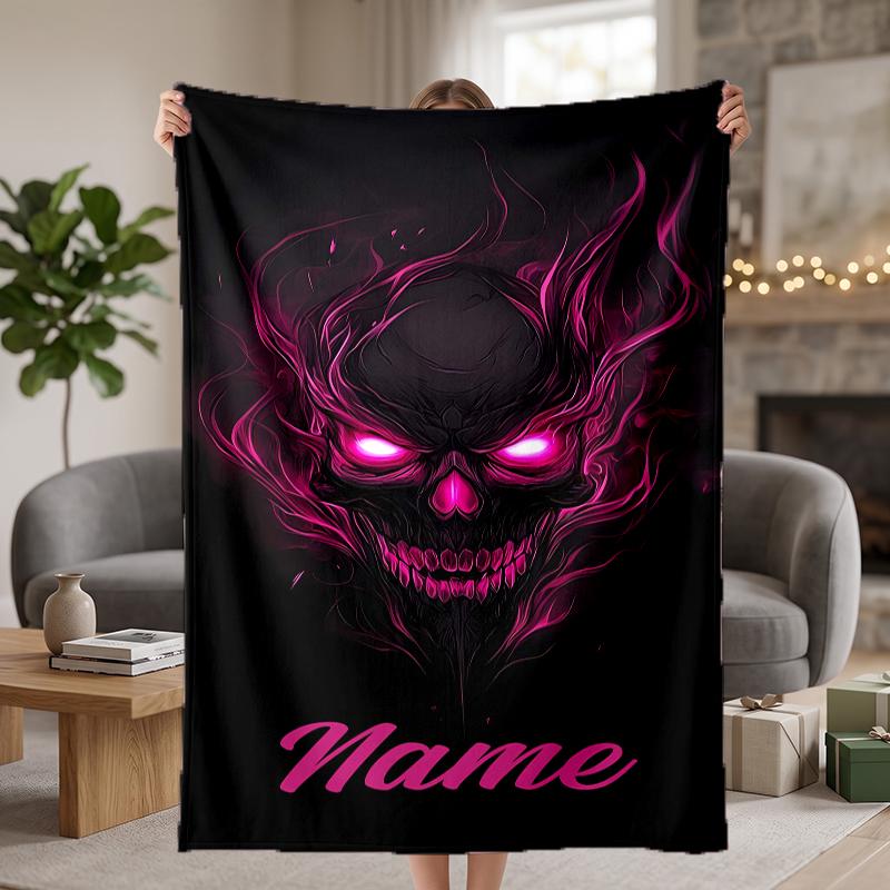 Dark Gothic Custom Flannel Blankets Soft Warm Cozy Throws for Home Decor Holiday Gifts
