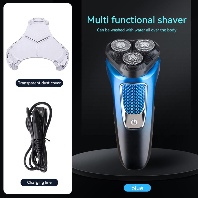 

XH1080 Electric Rotary Shaver USB Rechargeable 3 Blades Washable Razor for Men Grooming Blue