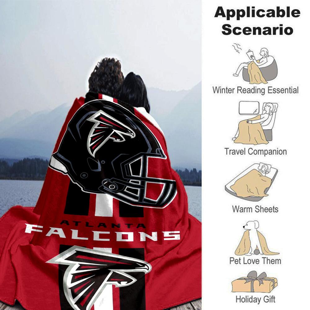 Falcons Logo Print Flannel Blanket High Quality Warm Comfortable Cover for All Seasons Perfect for Gifts Home Decor