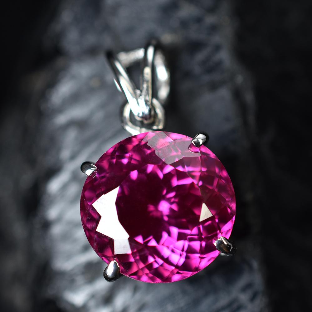 

A++ Certified 19 CT Natural Pink Ruby Loose Gemstone 925 Sterling Silver Pendant MY.PD-329-NS 12.7 mm approx. рожевий