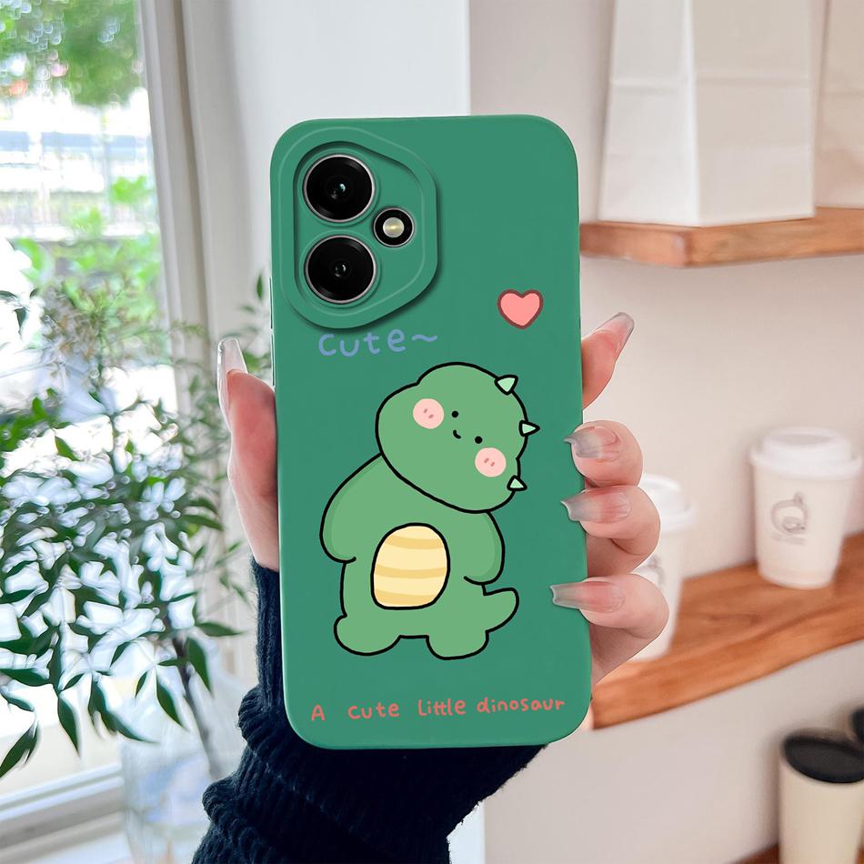 Case For Honor 400 Pro Global Cartoon Dinosaur Back Cover Liquid Silicone Full Protection Durable Shockproof Phone Protectors