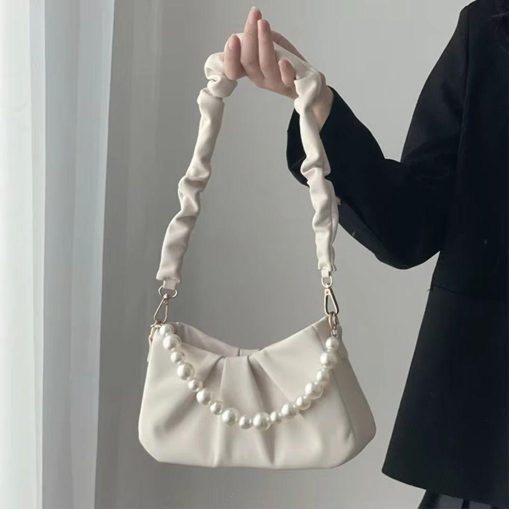 Large Capacity Pleated Cloud Bag PU Leather Single Shoulder Wallet Female Lady Girl