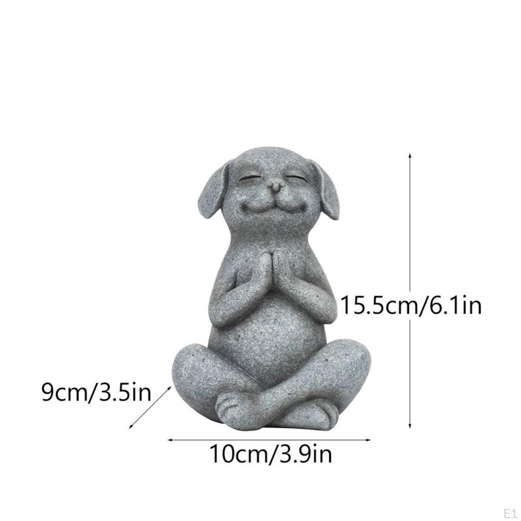 Statue de Chien Méditant Aspect Pierre Figurine Canine Décoration Résistante aux Intempéries pour Yogis,