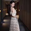 Beautiful Evening Dress Women's 1011 New Banquet Temperament Engagement Host Dress Light Luxury Niche Shoulder Dress