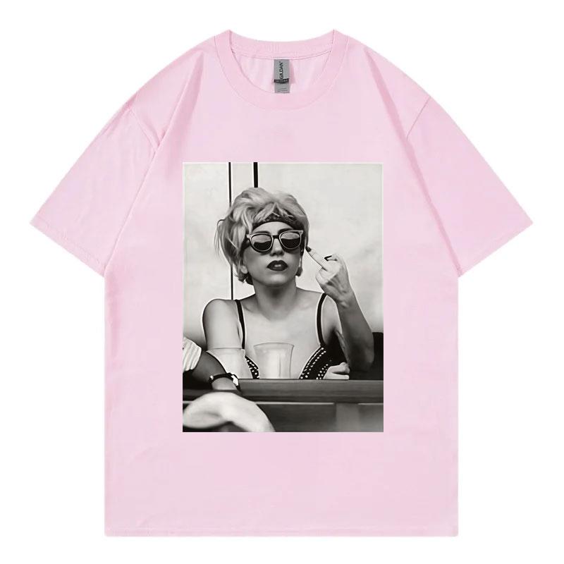 Singer Lady Gaga Merch T Shirt Unisex Women Clothing Harajuku Pop Music Short Sleeve Tshirt High Quality Oversized Tshirts Tops