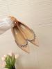 Pointed Toe 5cm Height-Increasing Nude Rhinestone and Black Patent Leather Flats