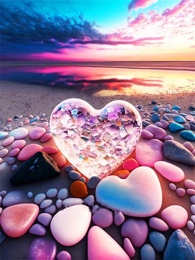 

Набор для вышивки алмазной живописью Сердце Камень Морской Декор для дома Мозаика Вышивка крестом Любовь Пляжный пейзаж Кристалл Картина Full Round 20x30CM