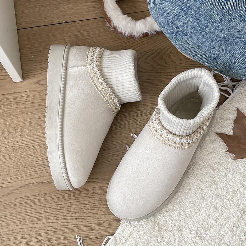 

Fashion 2025 Winter New Ethnic Style Sock Holder Platform Heightened Fleece Outside Snow Boots 42