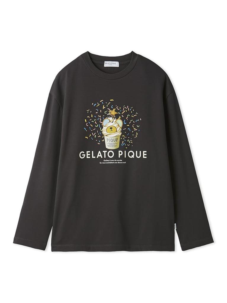 Gelato Pique HOMME Inlay Soft Cream Bear Print Long PHCT245986 DGRY T-Shirt Men's