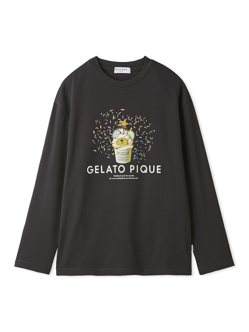 Gelato Pique HOMME Вставка Мягкий Крем Принт Медведь Длинный PHCT245986 DGRY Футболка Мужская