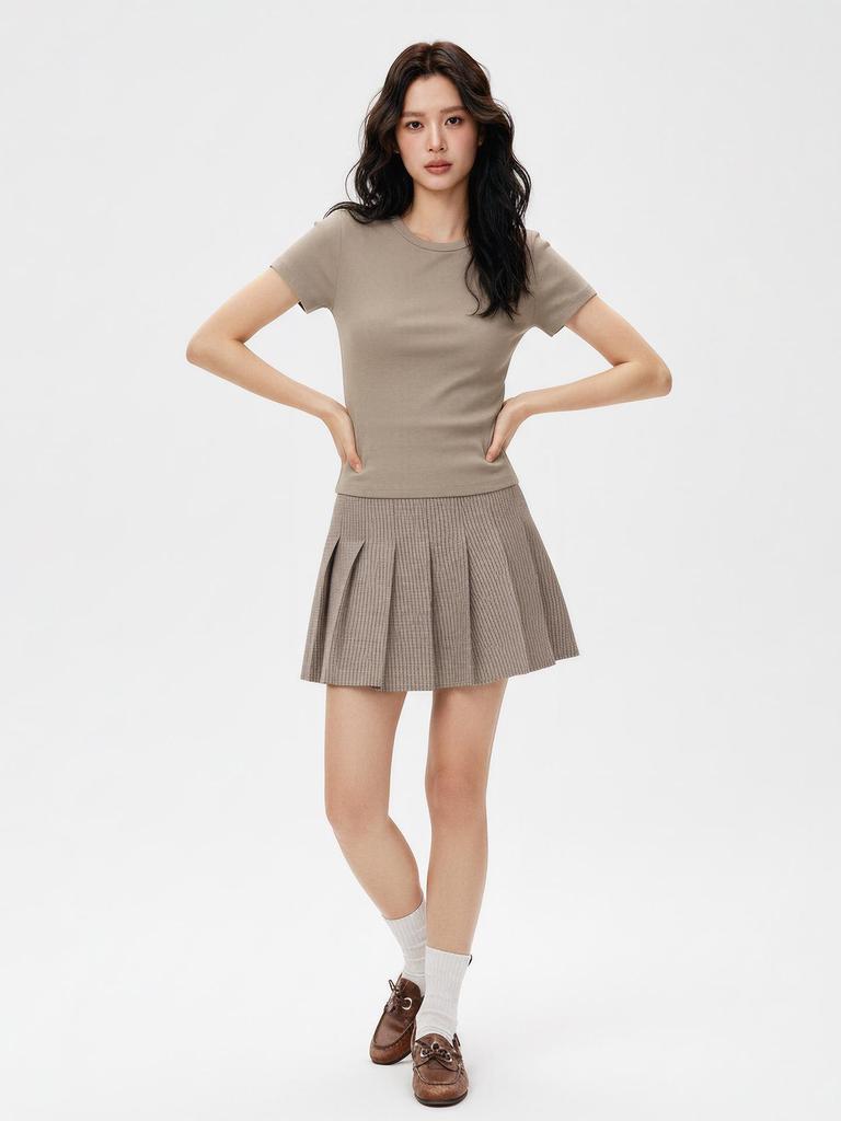 Women's Spicy Girl Cropped Slim-Fit T-Shirt with Short Sleeves & Round Neck